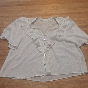 Zara White Ruffled Blouse